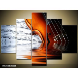 Päťdielna sada moderných obrazov o rozmere 150x105 cm s hudobným motívom