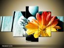 Päťdielna sada moderných obrazov o rozmere 125x70 cm s motívom kvetov
