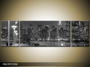 Trojdielna sada moderných obrazov o rozmere 170x50 cm s motívom čiernobieleho mesta