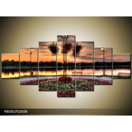 Sedemdielna sada moderných obrazov o rozmere 210x100 cm s motívom krajiny